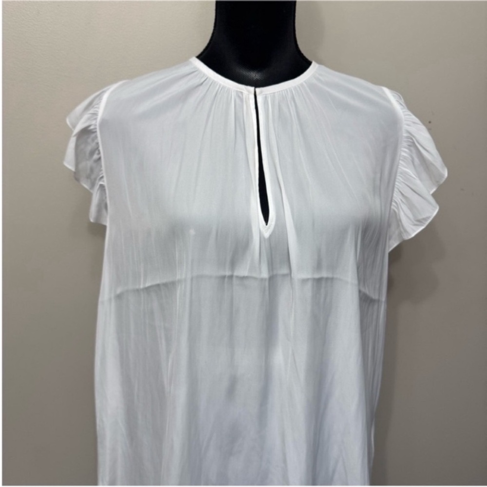 NWT Ramy Brook Women’s White Flutter Sleeve Keyhole Top M